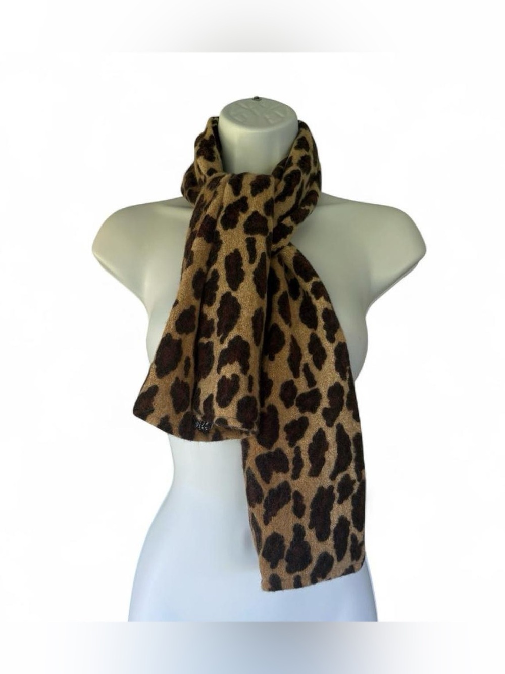 Vtg Leopard Print Scarf - Soft Brown Animal Print Made in Italy Rectangle Chic